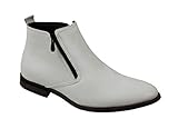 Xposed Mens Chelsea Boots Retro Classic Low Ankle 2 Zip Smart Casual Shoes UK Sizes[A1972H,White,UK 9 EU 43]