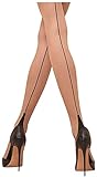 Mytoptrendz® Sheer Back Seamed Tights Nude With Black seam and Heel - Medium size