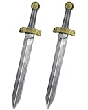 Spinosaurus 19" Viking Warrior Sword Set for Kids - 2 Pcs Medieval Long Plastic Cosplay Props With Silver Finish for Pretend Play and Fancy Dress