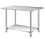 tonchean Stainless Steel Prep Table 91x61x85cm Kitchen Catering Commercial Table Food Preparation Workbench Adjustable Heavy Duty Food Prep Table with Under Shelf for Restaurant Home Hotel