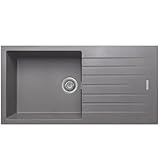 Liquida LG100GR 1.0 Bowl Granite Reversible Inset Grey Kitchen Sink with Waste