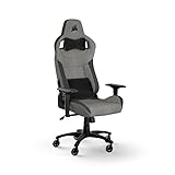 Corsair T3 RUSH Fabric Gaming Chair (2023) – Racing-Inspired Design – Soft Fabric Exterior – Padded Neck Cushion – Memory Foam Lumbar Support – Adjustable Seat Height – Grey & Charcoal