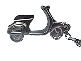 Fat-catz-copy-catz Silver, Bronze or grey tone mini solid metal Vespa Lambretta moped motor bike scooter keyring charm gift idea (Silver vespa)