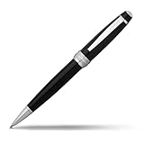 Cross Bailey AT0452-7 Refillable Plastic Ballpoint Pen with Polished Chrome Appointments, Medium Point, includes Premium Gift Box and Black Cartridge, 1 Pack, Black Lacquer