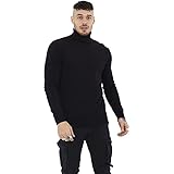 BRAVE SOUL Mens Polo Roll Neck Jumper Hume (Black) S