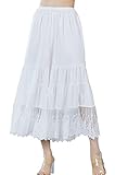 BEAUTELICATE Pettipants Pantaloons Women Culottes Slip 100% Cotton Half Slip Underskirt Petticoat Loose Cropped Pyjama Bottoms with Lace Embroidery Ivory M