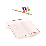 Playlearn Acrylic Writing Slope for Better Writing Posture Easywriter-Writing Slope for Children with 5 Coloured Writing Grips -Clear Acrylic 20 Degree Angle Ergonomic Writing Slope with Pen Holder