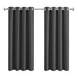 Aspire Homeware Blackout Curtains for Bedroom - Thermal Eyelet Grey Curtains Window Treatments Super Soft Ring Top Living Room Curtain & Drapes 2 Panels 46 x 54 inch Drop