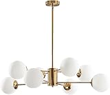 KCO Lighting 8-Light Glass Sputnik Chandelier Modern Gold Pendant Light Fixture Vintage Globe Ball Flush Mount Kitchen Island