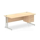 Fixed Pedestal Office Classroom Teacher Three Drawer Desk Table Maple 1600mm