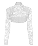 Divadames Womens Cropped Lace Shrug Ladies Bolero White Size L/XL (UK 14-16)