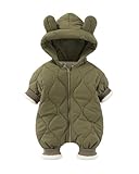 JiAmy Baby Snowsuit Fleece Winter Snow Suits, Bear Hooded Romper Cartoon Baby Girls Boys Clothes Outfits Green 12-18 Months