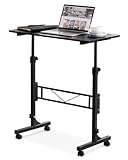 Standing Desk Adjustable Height, Mobile Stand Up Desk with Wheels Small Computer Desks, Home Office Desk, Rolling Desks, Portable Laptop Desk Country Black Standing Table 80 x40 cm Height 70-110 cm