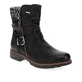 Pavers Women's Casual Biker Boots in Black with Faux Fur Trim - Ladies Stylish Shoes with Buckle Detail - Faux Leather Footwear - Size UK 6 / EU 39