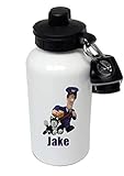 Postman Pat - Personalised Kids/Drinks/Sports Childrens Water Bottle (White)