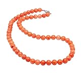 TreasureBay 7mm Natural Coral Necklace for Women, Handmade Pink or Orange Beaded Jewellery 46cm Strand, Elegant Gift for Her (Orange)