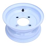 Akozon 19X7-8 ATV Wheel Rim Aluminum Alloy 4 Holes 8 Inch Hub for Go Kart Quad Dirt Bike Ride On Mower White