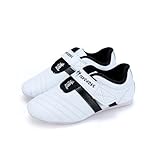 Children's Taekwondo Shoes Kids Breathable Sports Anti Slip Boxing Martial Arts Kickboxing Shoes Breathable Lightweight and Soft Martial Arts Training Tae Kwon Do Shoes Girls Boys 26-45EU(Black,2 UK)