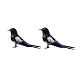 MagiDeal 2pc Artificial Black Magpie Bird Taxidermy home and decor 15cm