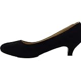 Ladies Womens Low Kitten Heel Work Court Evening Dress Girls Shoes Pumps UK Size 3 4 5 6 7 8 9 10 11 12 (UK9/EU43, Black Suede)