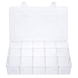 Gospire 15 Large Grids Clear Plastic Jewelry Box Organizer Storage Container with Removable Dividers