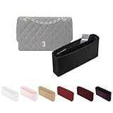 KINGS IN BAG Organizer Insert with Silky Satin Compatible with Chanel Classic Flap Small 23, Lightweight Insert for Chanel Flap Bag (Black, CF Small)