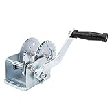 Heavy Duty Hand Winch, 600 Lbs Metal Hand Crank Strap Gear Winch with Reversible Ratchet, Galvanized Heavy Frame, Boat Trailer Winch for ATVs Trucks Auto Marine