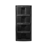 simpa Large Black Plastic 4 Drawer Modular Storage Tower Chest Unit - Flat Packed DIY Assembly. Instructions Provided.