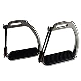 2 Pcs Carbon Steel Peacock Design Stirrups, Nickel-Plated Half-Side Stirrups for Saddles, Anti-Tangle, for Beginners