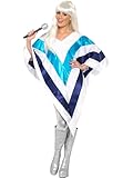 Smiffys Super Trooper Poncho, White , 1970's Disco Fancy Dress, Adult Dress Up Costumes, One Size Halloween