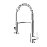 Cobbe Kitchen Tap, Spring Kitchen Sink Mixer Taps with Pull Out Spray, Commercial Faucet Single Handle Lever, High Arc Swivel 360 with 2 Spray Mode Cold and hot Fittings UK Standard