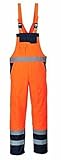 GM WORKWEAR Hi Vis Contrast Bib & Brace Waterproof Dungarees – Unisex Safety Workwear Trousers, Orange/Navy & Yellow/Navy, S-4XL