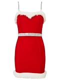 Ann Summers Santa Baby Dress – Red Velvet Christmas Dress with Faux Fur Trim, Sweetheart Neckline, Diamante Straps & Waistband – Festive Fancy Dress Costume – Ideal for Christmas Parties & Role Play