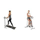 Sunny Health & Fitness Squat Assist Upright Row-N-Ride Rowing Machine, Horse Riding Machine - NO.077S and Foldable Treadmill, Manual Compact Mini Treadmill SF-T1407M