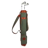 Tourbon Vintage Golf Club Carry Bags Travel Case - Canvas and Leather (33" Golf Carry Bag - Green)