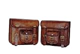 PRASTARA Motorcycle Side Pouch Brown Leather Side Pouch Saddlebags Saddle Panniers 2Bag