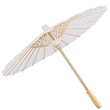 Paper Umbrellas, 60cm Diameter Chinese Japanese Papers Umbrella Handmade Paper Parasol Umbrellas, DIY Painting Decorative Umbrella with Wooden Handle for Wedding Bridal Party Decor Favors