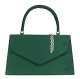 Girly Handbags Womens Top Handle Faux Suede Clutch Bag Grab Holder (Green)