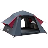 Yafaca Camping Tent, 3 Man Pop Up Tent Extra Large Waterproof Automatic Dome Tent with 2 Rainproof Windows, 2 Layers Family Festival Tent with Removable Outer Layer, Tent for Camping Picnic Garden