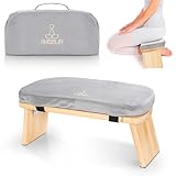 IPEB Meditation Bench Foldable Ergonomic Bamboo Meditation Stool Chair Sturdy Prayer Bench Yoga Stool Floor Sitting Kneeling Stool with Cushion,Suit for Meditations,Yoga,Prayer (Grey)