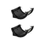FLOPLAST 112mm Half Round Fascia Gutter Union Bracket - Black - Pack of 2