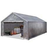TOOLPORT storage tent 4x8 m industrial tent shelter garage tent PE tarpaulin 350 N waterproof in grey
