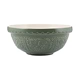 Mason Cash in The Forest Owl Mixing Bowl 4 Litre | 26cm Dark Green S18 Stoneware Bowl for Bread, Cake, Cookie, Pastry & Pudding Mixes, Embossed Woodland Design