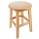 ASelected Solid Wooden Stool - Round, 45cm, for Kitchen, Bedroom, Living Room, Entryway