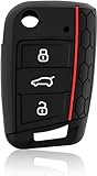 HooRLZ Vw Key Fob Cover TPU for Vw Golf 7 MK7 GTI, Skoda Seat Leon Octavia, Polo, Seat Ibiza - 3 Button, Polo Key Fob Cover - Silicone - Black