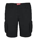 Mens Classic-fit Cargo Shorts Utility Workwear Cotton Combat Chino 6 Pocket Half Pants (Black, 32)