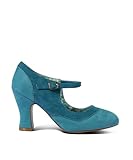 Joe Browns Women's Retro Flared Heel Shoes Pump, Green, 6 UK