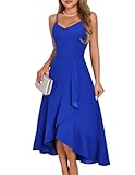 DRESSTELLS Cocktail Dresses for Woman, Modest Formal Wedding Guest Aline Fit Flare Vintage Tea Party High Low Ruffle Petite Dress Royal Blue S