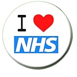 "I LOVE (heart) NHS" CLAP FOR NHS AND APPRECIATION - Pandemic/Coronavirus/Covid-19 PUBLIC HEALTH WARNING -KEEP SAFE AID - Social Distancing Button Badge - 55 MM/2.2" Diameter