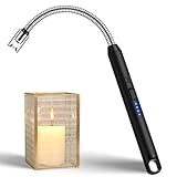 Electric Candle Lighter Long Reach Rechargeable USB C Lighters Electronic Arc Plasma Lighter with Long Flexible Neck for Candles, BBQ, Camping, Grill (Black)
